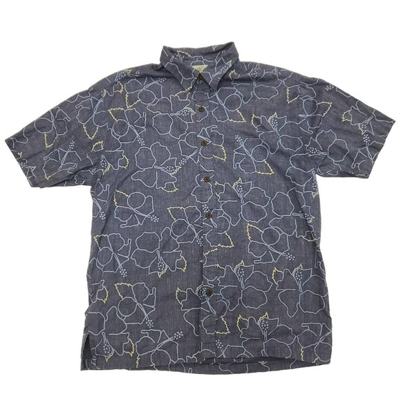 Vintage Aloha Days Hawaiian Shirt Casual Button Down Cotton Hibiscus Blue M - Picture 1 of 15